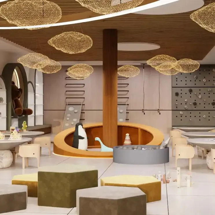 Altitudes by DSR, Osman Nagar, artistic impression An indoor children’s play area with soft seats and play pieces at Altitudes by DSR